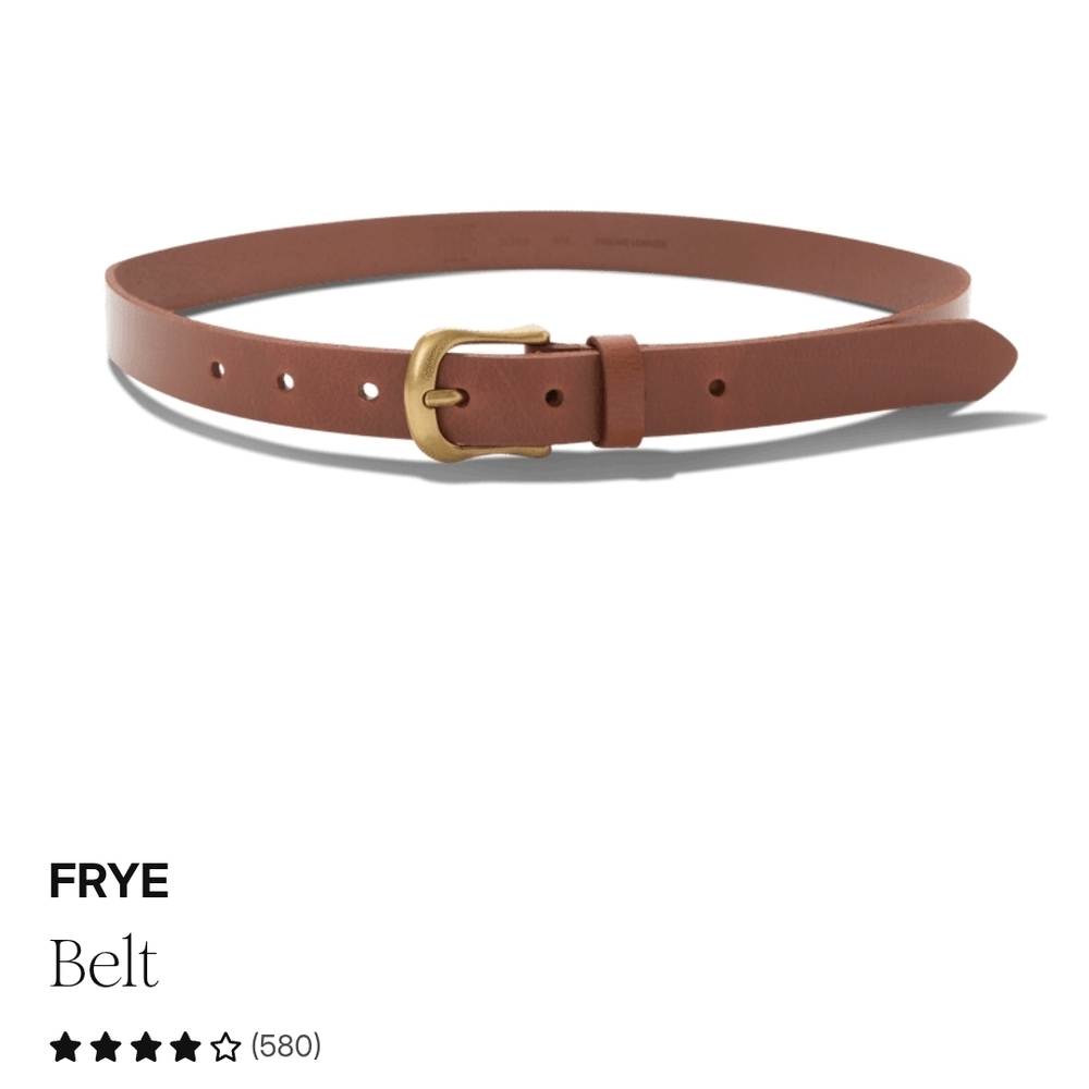 Frye Brown Leather Belt with Gold Buckle